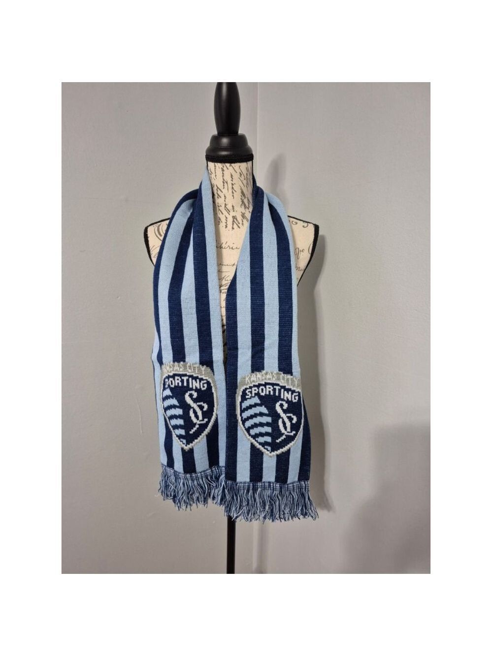 Men's Unbranded Navy Blue Light Blue Striped Sporting KC Scarf One Size